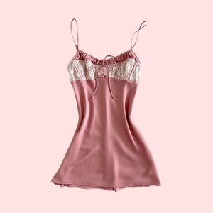 NWOT UO Pink Satin Lace Slip Dress